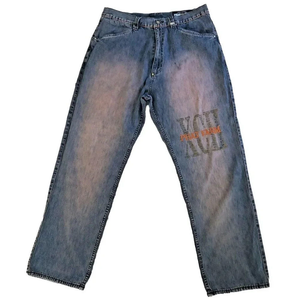 VTG Phat Farm Baggy Jeans Mens Size 36x32 Wide Leg Streetwear Skater Grunge